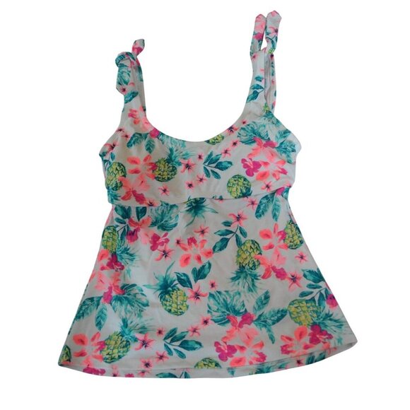 NWT Arizona Jean Co Floral Pineapple Print Tankini Top Large Juniors - Picture 1 of 4